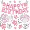 55 Pcs Happy Birthday Balloon Set – Pink Foil Letters, Star Foil Balloons, Latex Balloons & Hanging Swirls – Party Decorations for Women, Men, Boys & Girls (Pink)